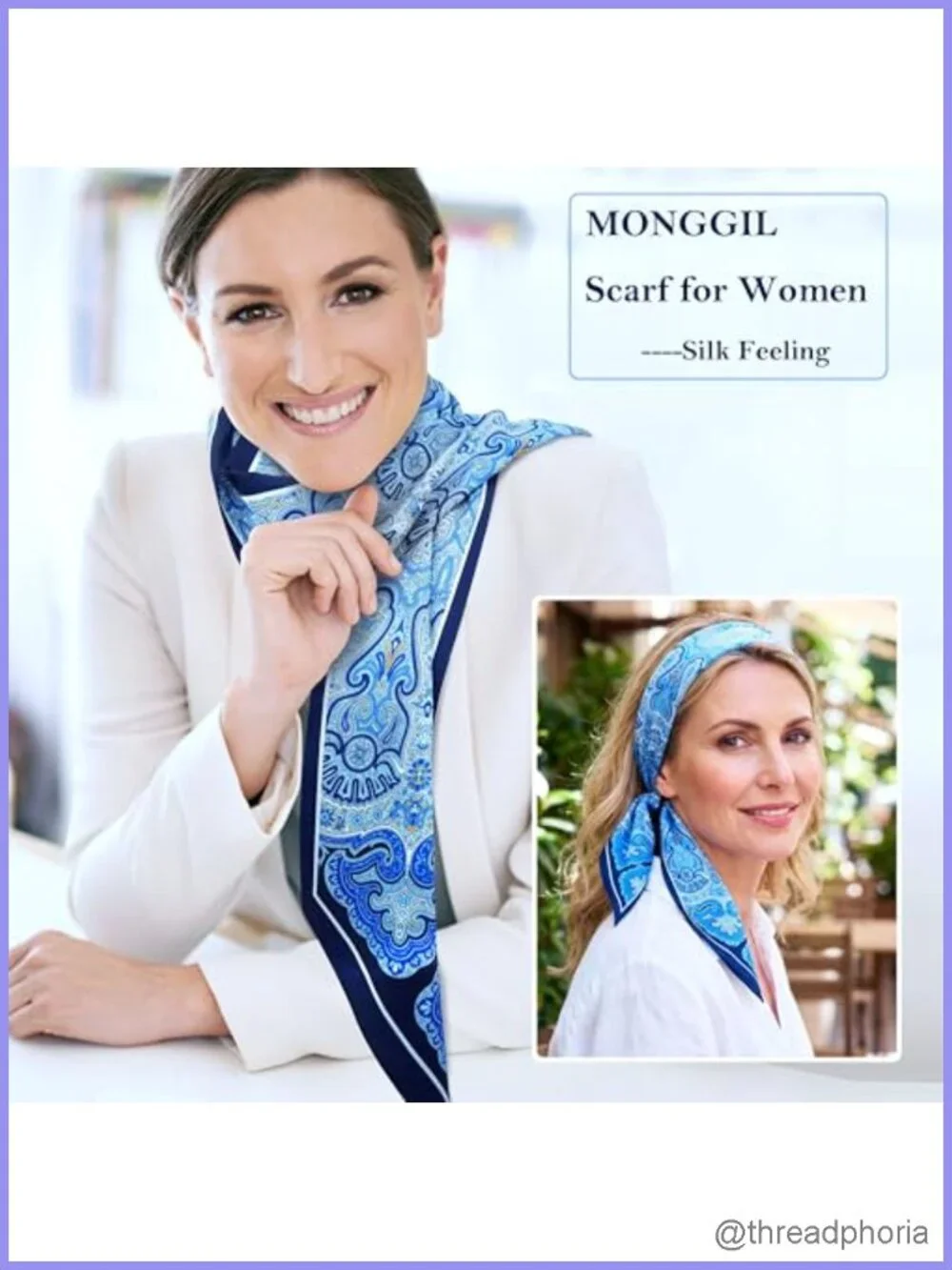Long Skinny Scarf Belt Silk-Like Twill Hair & Neck Wrap 59